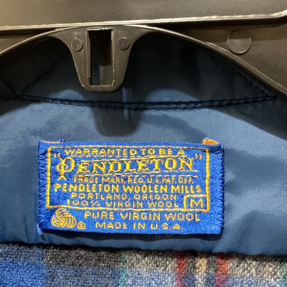 Vintage Pendleton Virgin Wool Blue Button Up Flannel Shirt Mens Made in USA - Picture 4 of 10